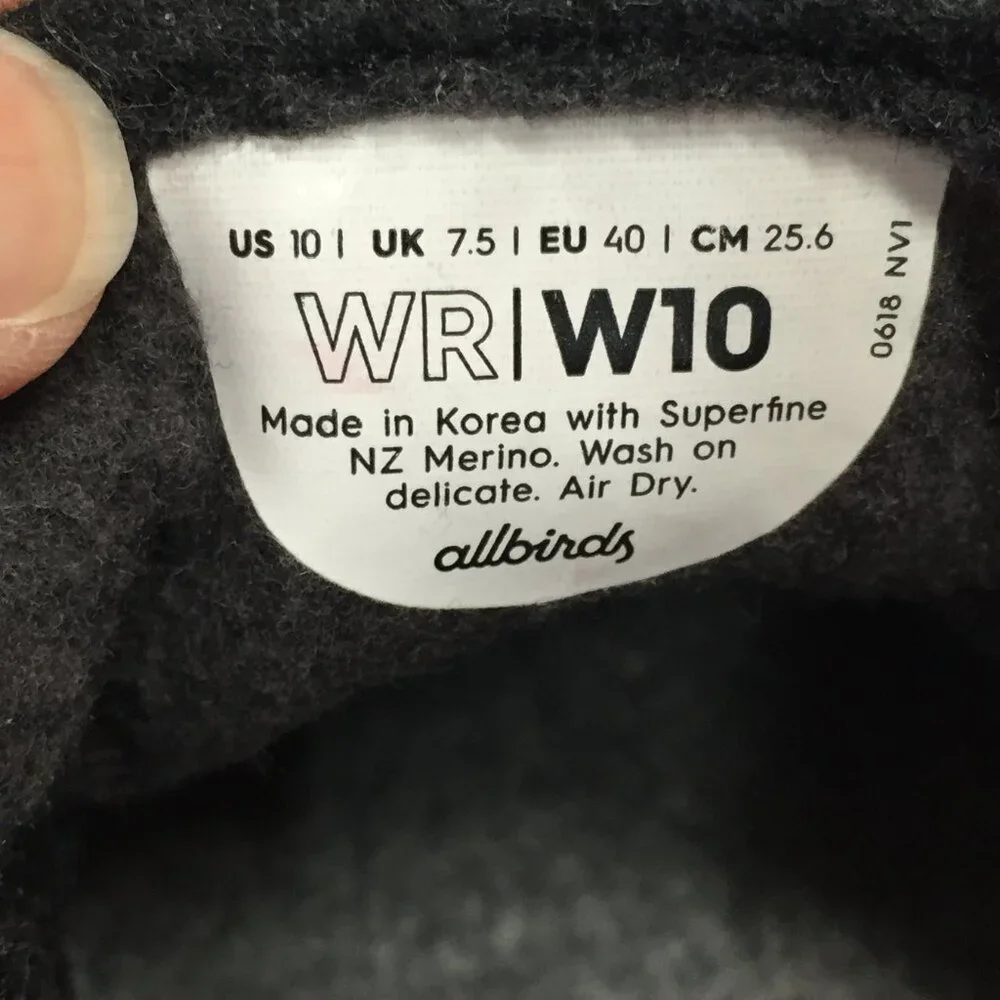 Allbirds Wool Runners Black Merino Wool Sneakers Womens Size 10